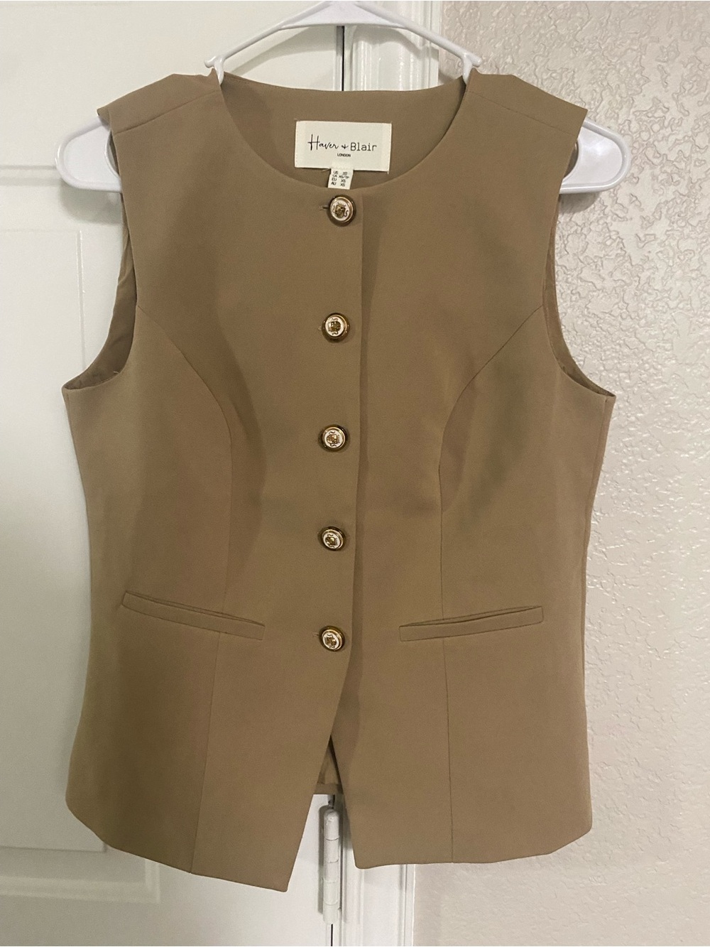 Haven + Blair Taupe Sleeveless Blazer Vest